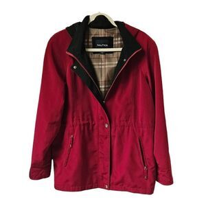 NAUTICA Women's Soft Shell Plus Size  Dark Cranberry Red  & Black  Winter Jacket